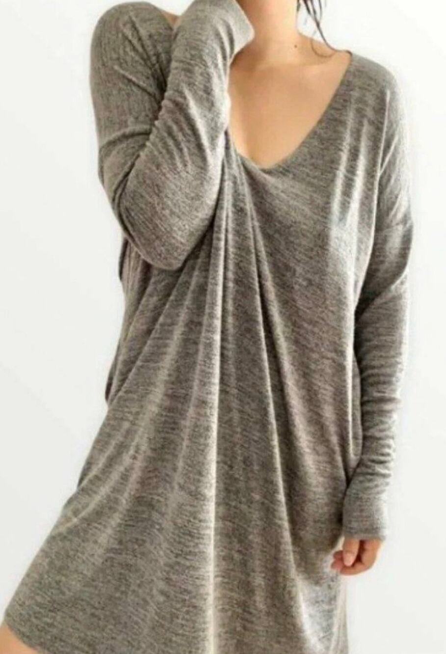 Aritzia Wilfred Free Jersey Tunic Dress XS Heather Gray Oversized Long Sleeve